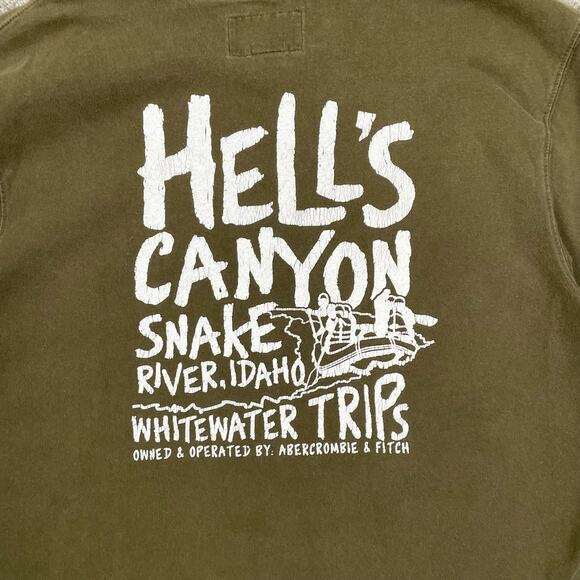 y2k Abercrombie Mens Graphic Muscle T-Shirt Olive Green Hells Canyon Size XL - Picture 3 of 7